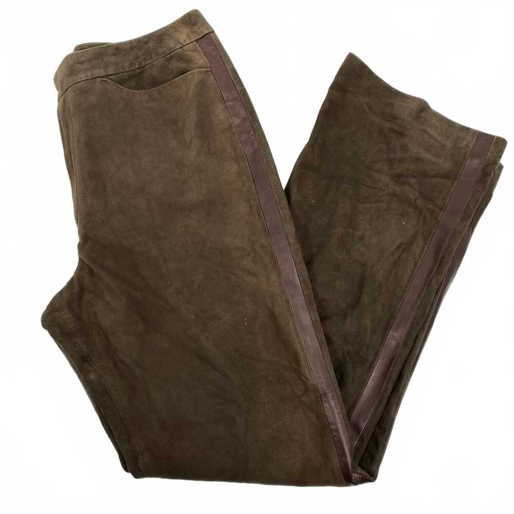 Faconnable Brown Goatskin Suede Pants | Women’s Size 10